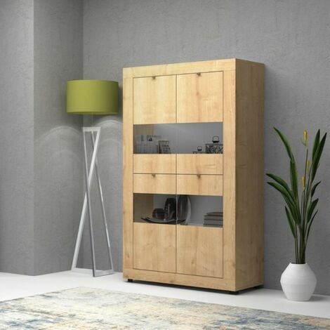 Credenza moderna soggiorno 3 ante vetro NOA Gihome ® rovere madia