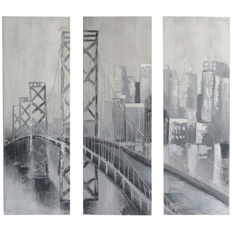 Quadro dipinto set 3 pezzi ponte cm40x120x3 (1/2)