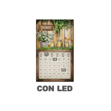 Quadro led con calendario marrone rettangolare cm 30x50x1 (1/5)