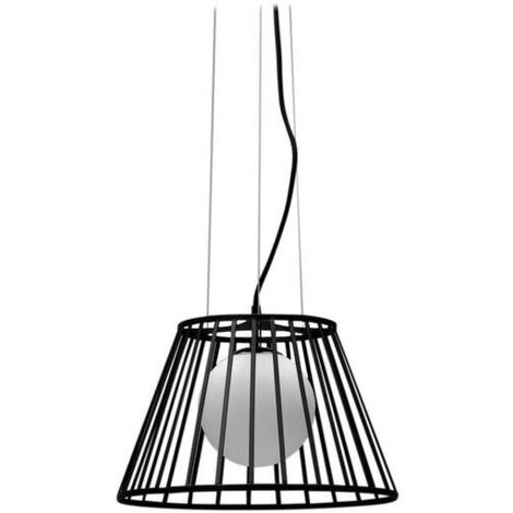 Lampada a sospesione in metallo con paralume nero D25/35xD20/35x120h cm (1/4)