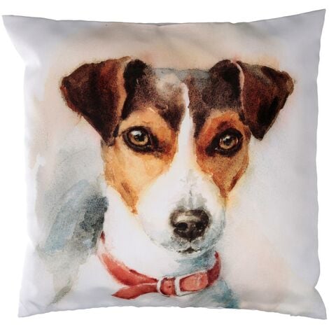 Cuscino tessuto con cane bianco cm43x43