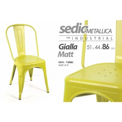 Sedia sala cucina in metallo giallo stile urban