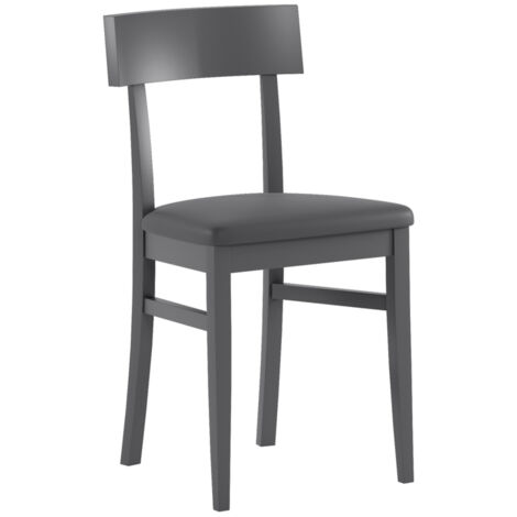 4xSedia in legno laccato grigio scuro con seduta in similpelle 445xh. 82 cm (1/5)