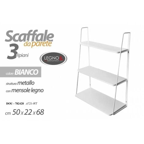 Mensola In Acciaio Inox Doppia Per Cucina 2 Ripiani Scaffale A Parete 60 x  30cm