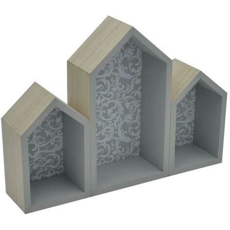 Mensola legno rebecca casetta 3p cm32x3h16,5