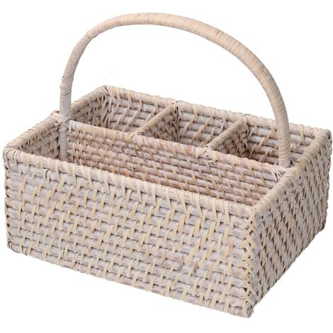 Portaposate rattan algarve bianco rettangolare cm26x20h11/22 (1/5)