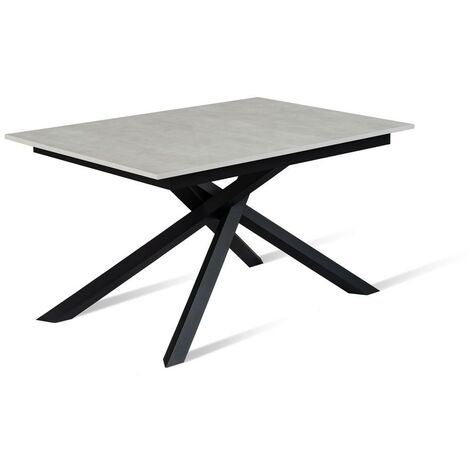 Tavolo allungabile cemento bianco-nero 90 cm x 140- 190 cm H. 76 cm (1/5)