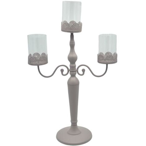 Portacandele In Metallo Effetto Ruggine 38 Cm - Candelabro Decorativo Per Esterno E Interno, Acciaio Inox - 2