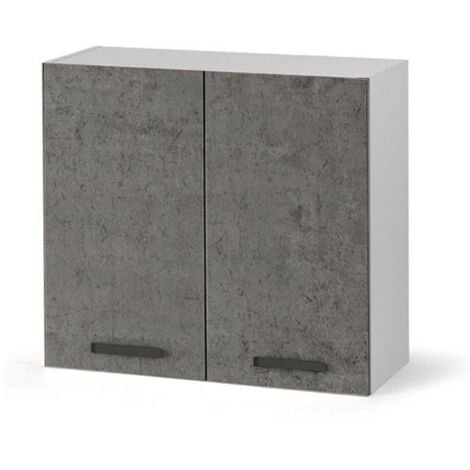 Pensile scolapiatti per cucina grigio cemento con 2 ante Cm 80x32xH 72