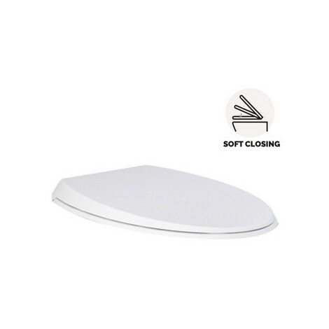 STI Copriwater Universale Con Chiusura Soft Close - Sedile WC In MDF Bianco, Ganci In Zinco Cromato E Kit Fissaggio Incluso