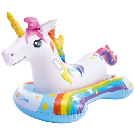 Intex 57552 materassino gonfiabile cavalcabile unicorno per mare piscina con kit di riparazione