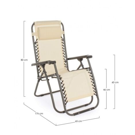 KASANOVA Sdraio Reclinabile Pieghevole Beige Con Braccioli – Struttura In Acciaio, Portata 110 Kg