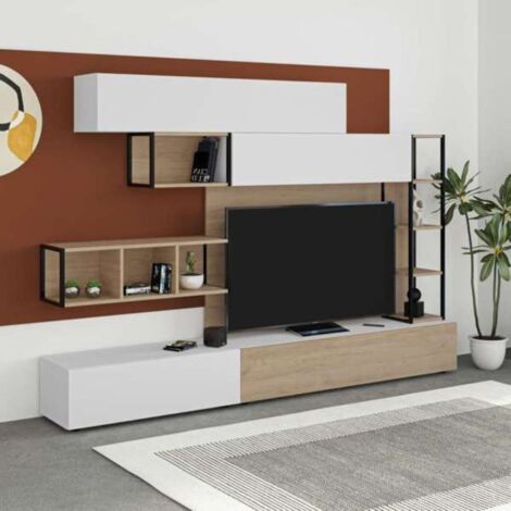 Parete attrezzata 260x40x33 cm bianco rovere (1/4)