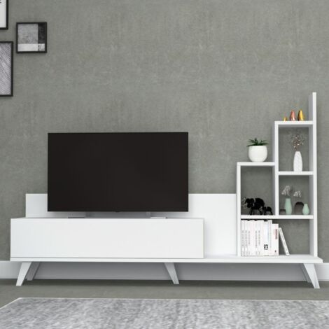 Mobile Porta TV Con Rotelle Bianco - Misure 80x30x56 Cm, In Legno Melaminico, Facile Da Montare
