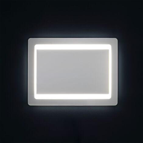 Keonjinn Specchio LED 40x64 Cm: Luce Frontale E Retroilluminazione, 3 Temperature Dimmerabili, Anti-appannamento, Montaggio Orizzontale/verticale