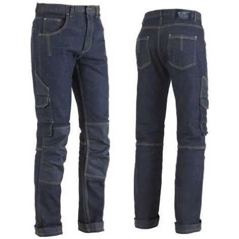 Pantalone Jeans Miner Elasticizzato Multitasca Cotone Lavoro Edilizia Piastrellisti (L)