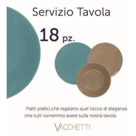 Piatto servizio 18 pz turchese-tortora cm27x27h26