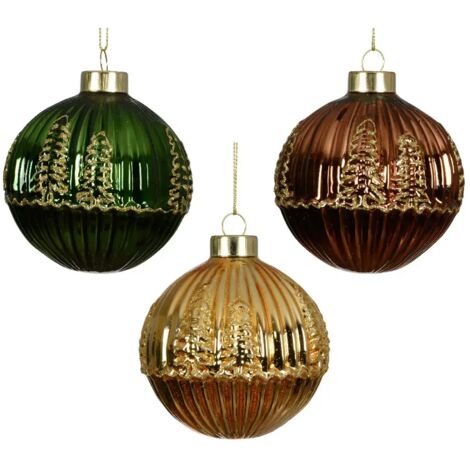 Pallina Vt lucida int. argento c/alberi d8cm ass (1/3)
