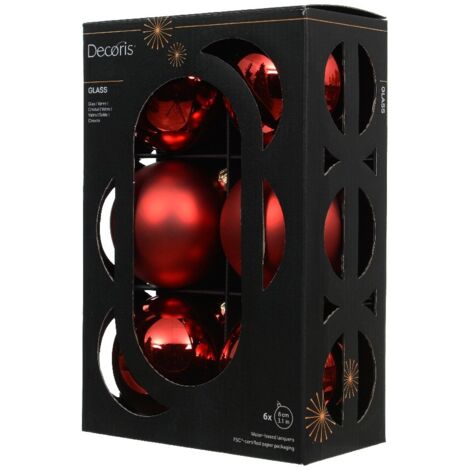 Box 6 Palline Vt luc/opa rosso d8cm (1/4)