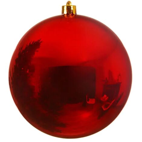 Palline per albero di Natale in vetro decorate color Rosso Chiaro lucido -1 sfera da 14 cm (1/3)