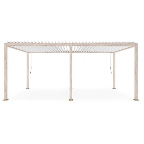 Bizzotto – Pergola bioclimatica 3,6x6m in alluminio effetto legno 3D – Drenaggio invisibile – Lame frangisole regolabili – Struttura resistente (1/5)