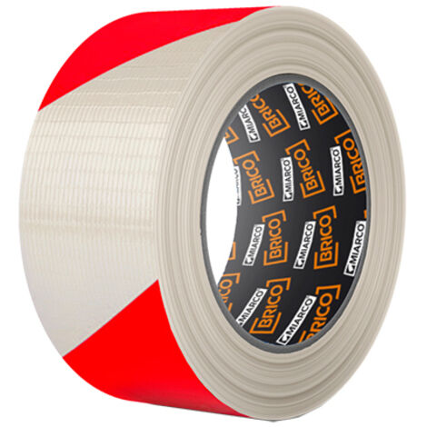 Nastro segnaletico adesivo bianco/rosso 50 mm x 30 m (1/2)
