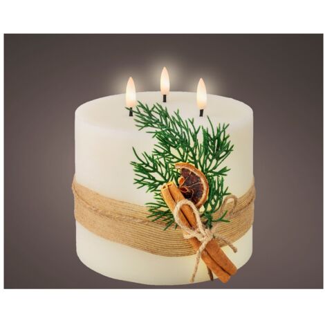 Candela crema c/LED e rametto d15x15cm (1/3)
