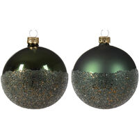 Pallina di Natale Vetro sfera lucido-opaco ballotine fondo 2col asse colore verde pino ø 8cm