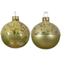 Pallina di Natale Vetro opaco smaltato a pallina con stella in cima 2 colori assortiti colore pistacchio ø 6cm