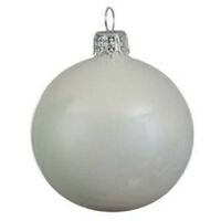 Box Da 6 Decoro Albero Natale Vetro Pallina Bianco Neve Lucido Cm 6