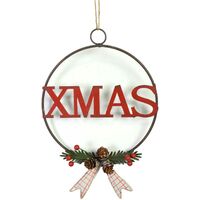 Decorazione metallo xmas rosso cm18x3x27