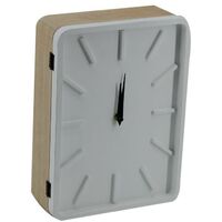 Orologio legno bianco con portachiavi cancelletto 8p rettangolare cm 22x30x8