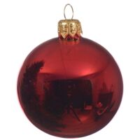 Box Da 6 Decorazione Albero Di Natale Pallina In Vetro Rosso Lucido Cm 8