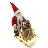 Babbo natale tessuto con slitta regali rosso cm33x12h30