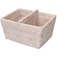 Portatutto rattan algarve bianco rettangolare cm26x21h15