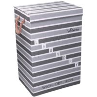 Cestone tessuto laundry grigio con coperchio cm 40x30h60