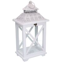 Lanterna legno metallo bianco rettangolare cm23x17h45