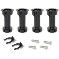 Emuca 2032317 Piedino Regolabile per Cucina o Bagno con Accessori, Nero, H 150 mm, Set di 4 Pezzi
