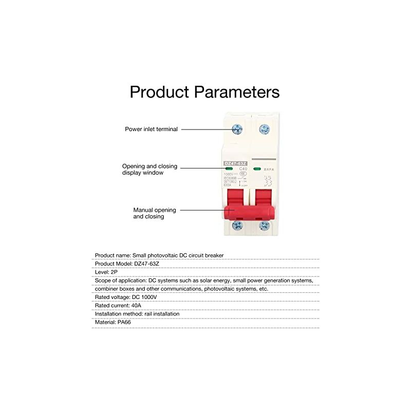 Disjoncteur 1000V DC 32A 2P - Protection Pour Système Solaire PV Et Circuits Domestiques
