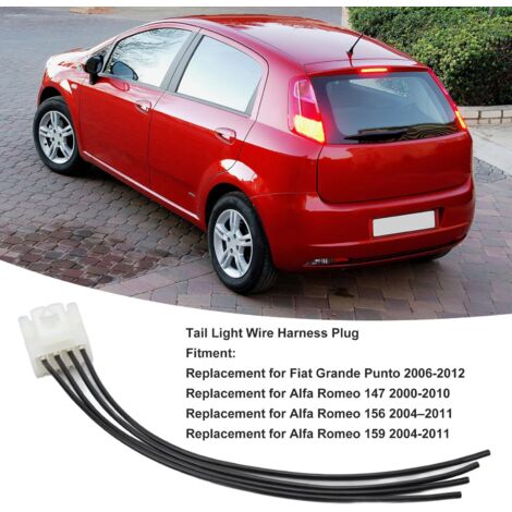 QiMeiTech Faisceau De Feu Arrière 4 Broches, Connecteur De Connecteur De Faisceau De Cablage De Feu Arriere Pour Grande Punto 2006 2012 Alfa Romeo 147 156 159 81601809