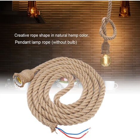 Eosnow 3m E27 Vintage Chanvre Corde Plafonnier Base Pendentif Lampe Ampoule Titulaire 85-265V,3m 1 tête