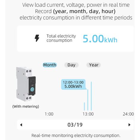 Eosnow Disjoncteur sur rail DIN,commutateur WIFI intelligent,télécommande pour téléphone portable,3 modes de synchronisation,pour appareils électroménagers,32A