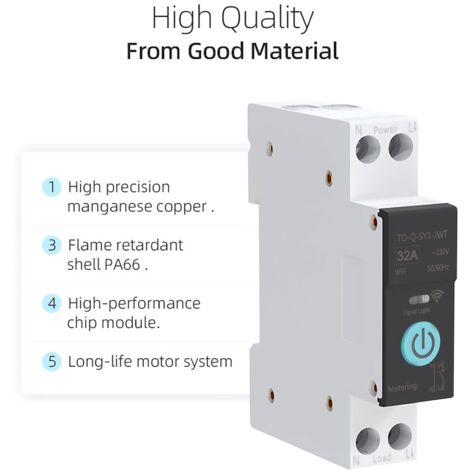 Eosnow Disjoncteur sur rail DIN,commutateur WIFI intelligent,télécommande pour téléphone portable,3 modes de synchronisation,pour appareils électroménagers,32A