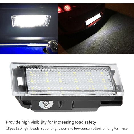 Eosnow,Lot de 2 feux de plaque d'immatriculation LED pour voiture Twingo/Clio/Megane/Lagane