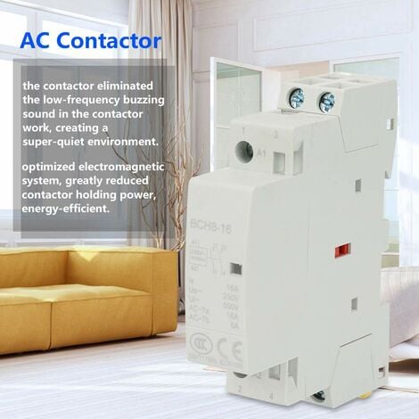 Eosnow,220V / 230V 16A AC Contacteur Domestique 2P 2NO Contacteur Courant Alternatif de Ménage DIN sur Rail 50 / 60HZ Contacteur Alternatif de Ménage