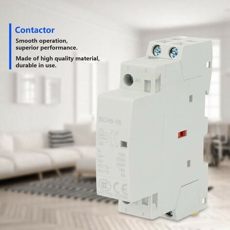 Eosnow,220V / 230V 16A AC Contacteur Domestique 2P 2NO Contacteur Courant Alternatif de Ménage DIN sur Rail 50 / 60HZ Contacteur Alternatif de Ménage