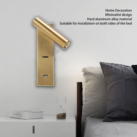 Eosnow Lampe de Lecture Murale LED Simple, Applique LED,Rechargeable, Angle réglable,  Lampe Murale Pour Chambre d'htel, Lumière Blanche 100V-240V