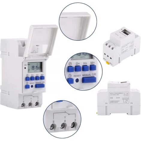 Eosnow Interrupteur horaire programmable programmable hebdomadaire,Interrupteur Relais,avec écran LCD, minuterie 16on et 8off,AC/DC12V