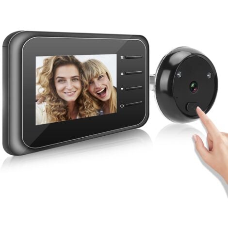 Eosnow,Sonnette Vidéo Numérique sans Fil, Caméra Judas avec Moniteur LCD 2,4 Pouces, Caméra œil de Chat de Surveillance électronique, Objectif HD Grand Angle 90 °, Vision Nocturne IR