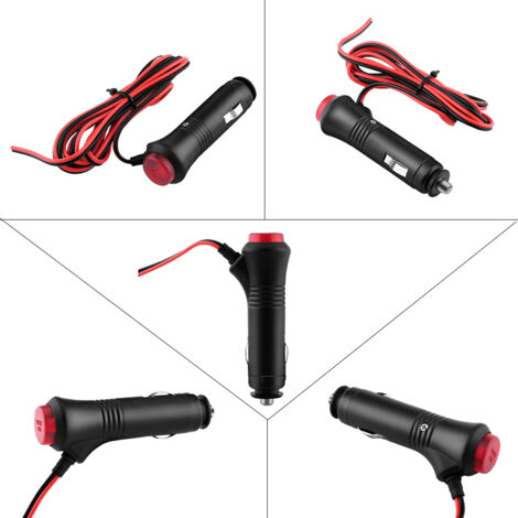 Eosnow Prise allume-cigare de voiture male de 1.5m, adaptateur de prise d'alimentation, interrupteur marche/arrêt, fusible 12V 24V